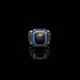 Vintage Blue Sapphire Ring - Handmade Men's Gemstone Ring in 925 Sterling Silver - Polished Turkish Engagement Ring with Silver Polishing Cloth Gift — image 3
