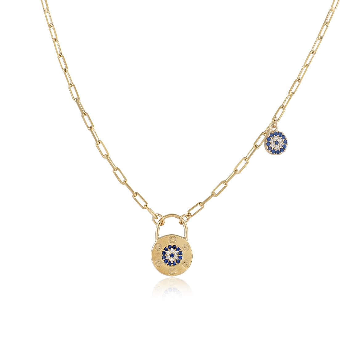 Sterling Silver Evil Eye and Lock Necklace for Women - Cute Evil Eye and Lock Necklaces in Gold Plated Jewelry - Birthday Gifts for Women
