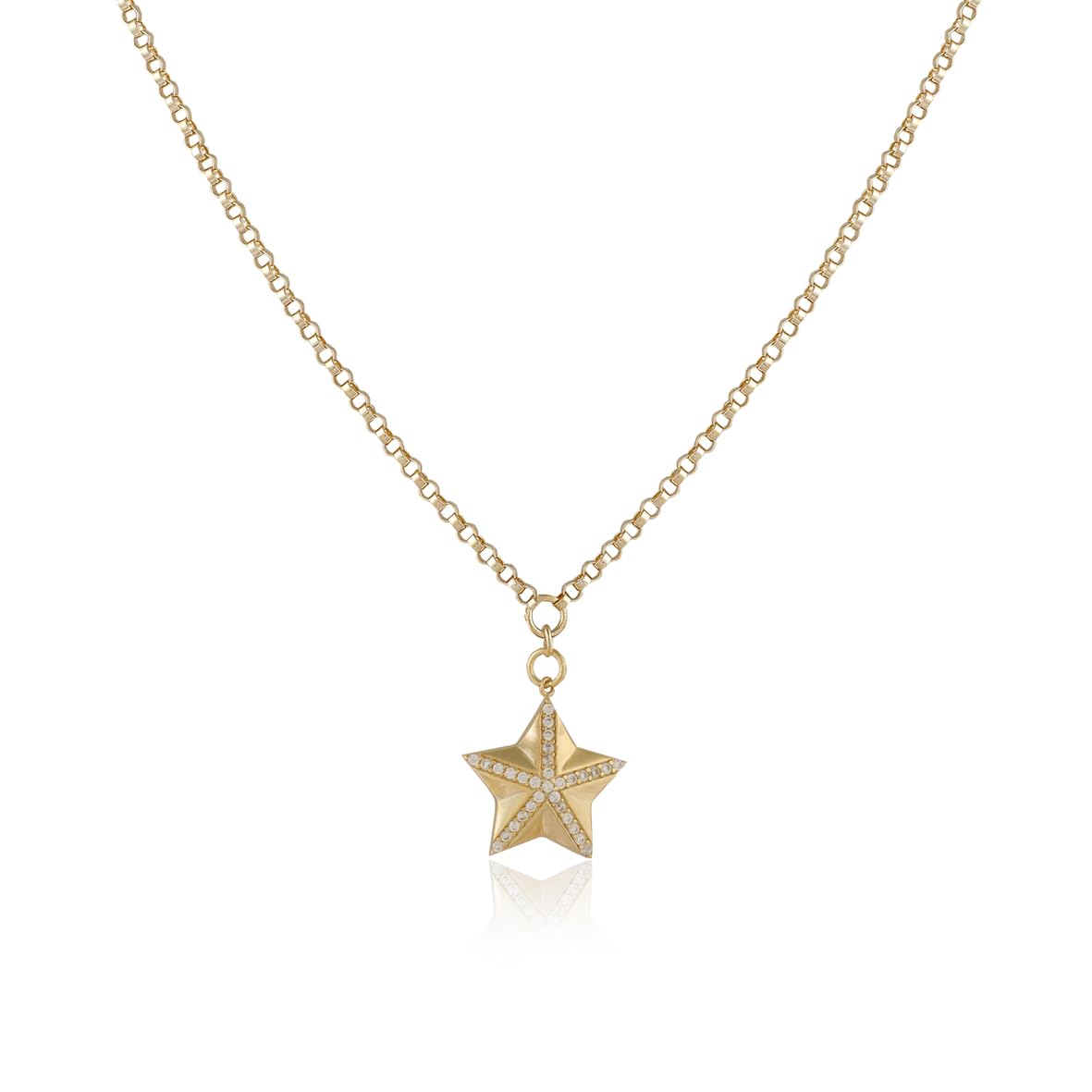 Golden Star Necklace - Gold Plated & Sterling Silver Necklace - Cute Necklaces with Aesthetic Charm - Dainty Gold Necklace for Women - Birthday Gifts for Women