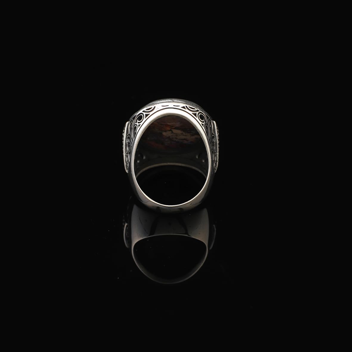 Mens Special Turquoise Ring – Chunky Silver Ottoman-Style Gemstone Ring with Micro Sapphire – Handmade Sterling Silver Engagement Ring – Custom Engraving