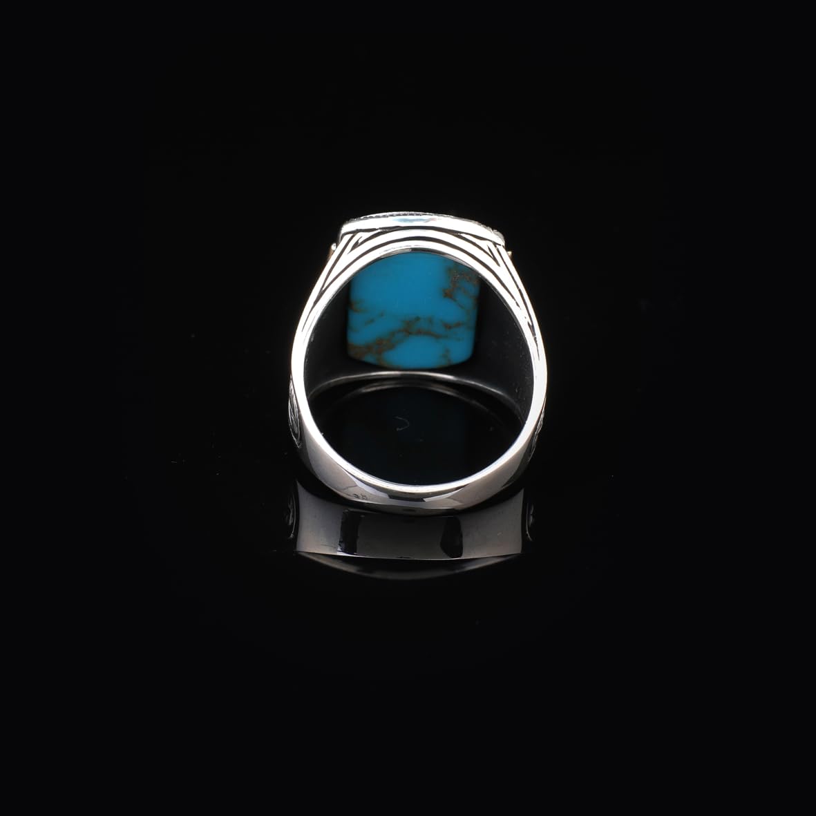 Handmade Turquoise Gemstone Eagle Ring for Men Vintage 925 Sterling Silver
