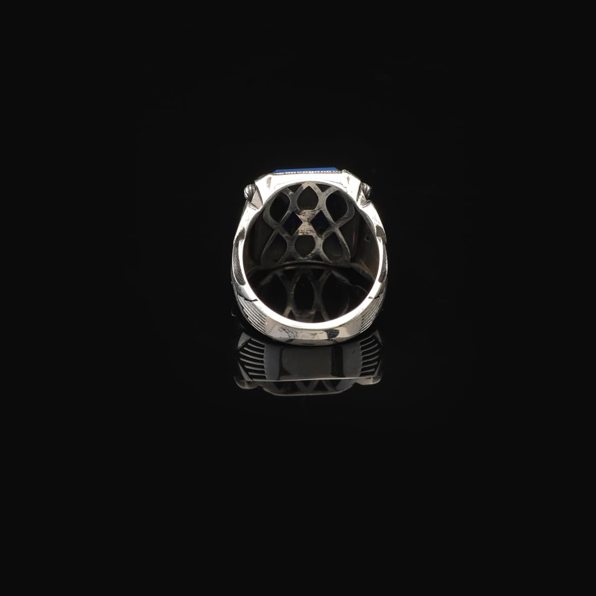 Vintage Blue Sapphire Ring - Handmade Men's Gemstone Ring in 925 Sterling Silver - Polished Turkish Engagement Ring with Silver Polishing Cloth Gift