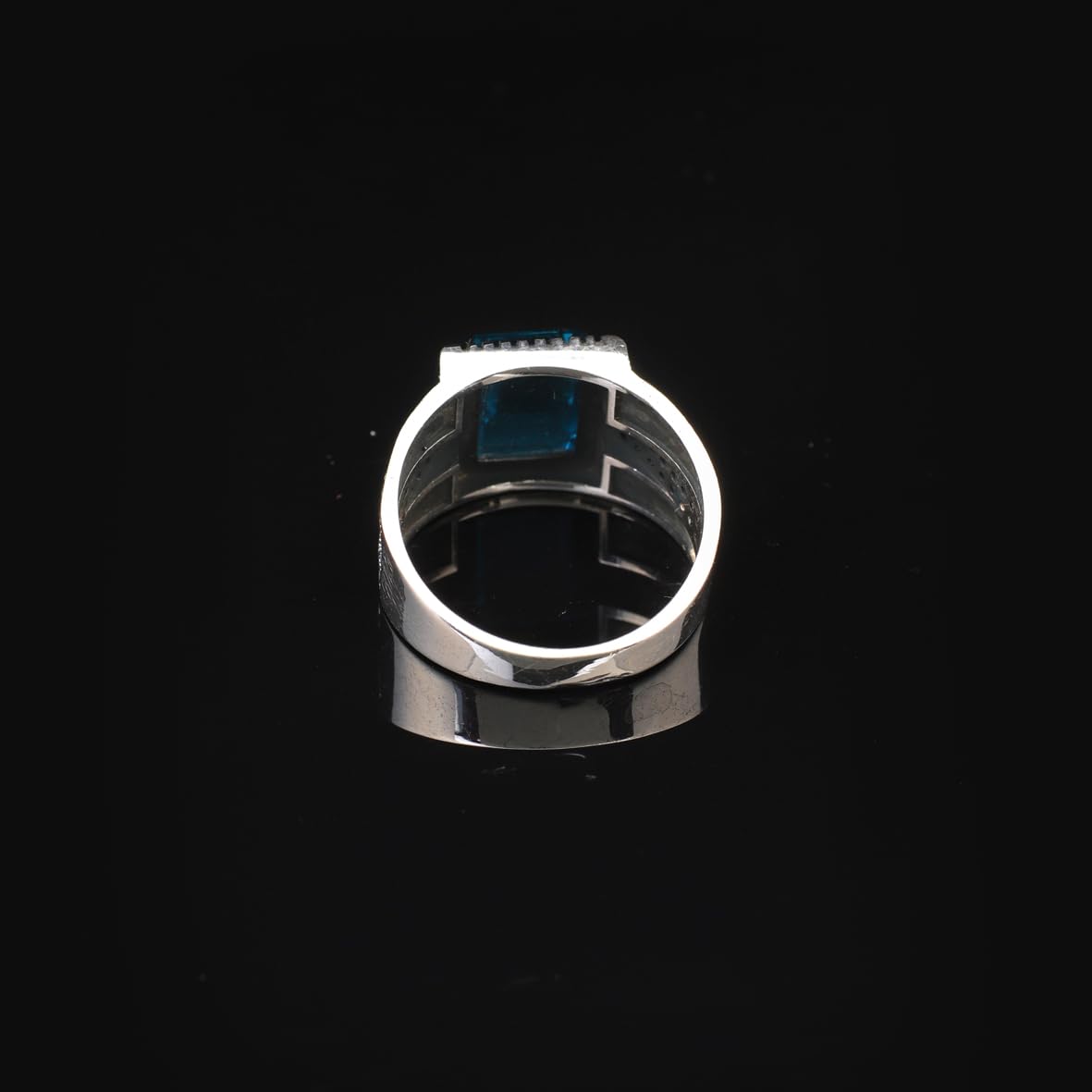 Handmade Aquamarine Gemstone Square Stone Ring for Men Vintage 925 Sterling Silver