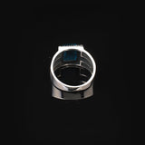 Handmade Aquamarine Gemstone Square Stone Ring for Men Vintage 925 Sterling Silver — image 6