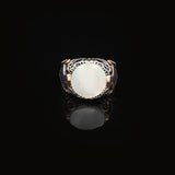 Vintage Mother of Pearl Signet Ring with Micro Sapphire Stone - 925 Sterling Silver Men's Gemstone Ring — image 3