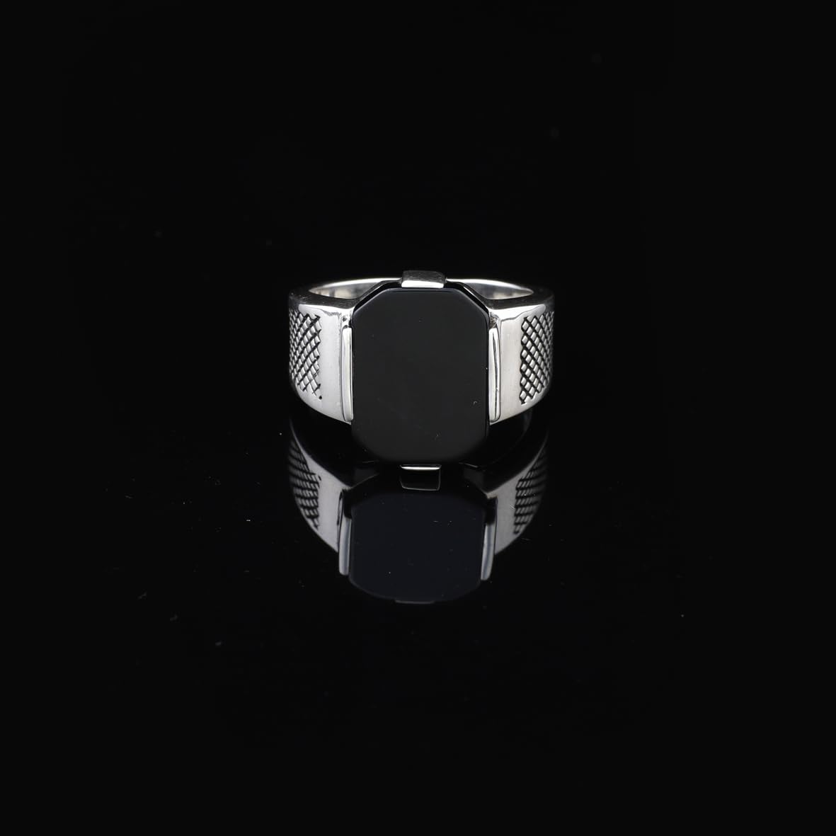 Handmade 925 Sterling Silver Black Onyx Pinky Ring - Men's Gemstone Jewelry with Silver Polishing Cloth Gift