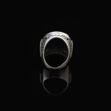 Lapis Lazuli Ring – Large Chunky Sterling Silver Ottoman Gemstone Ring with Micro Sapphire – Handmade Vintage Men’s Engagement Ring with Custom Engraving — image 5