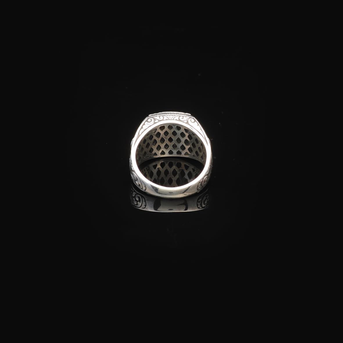 Vintage Garnet Ring for Men - Handmade Turkish 925 Sterling Silver Engagement Ring with Polished Gemstone and Silver Polishing Cloth Gift