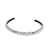 Handmade Silver Cuff Bracelet for Men – Thick Sterling Silver Band with Embroidered Vintage Design — image 1