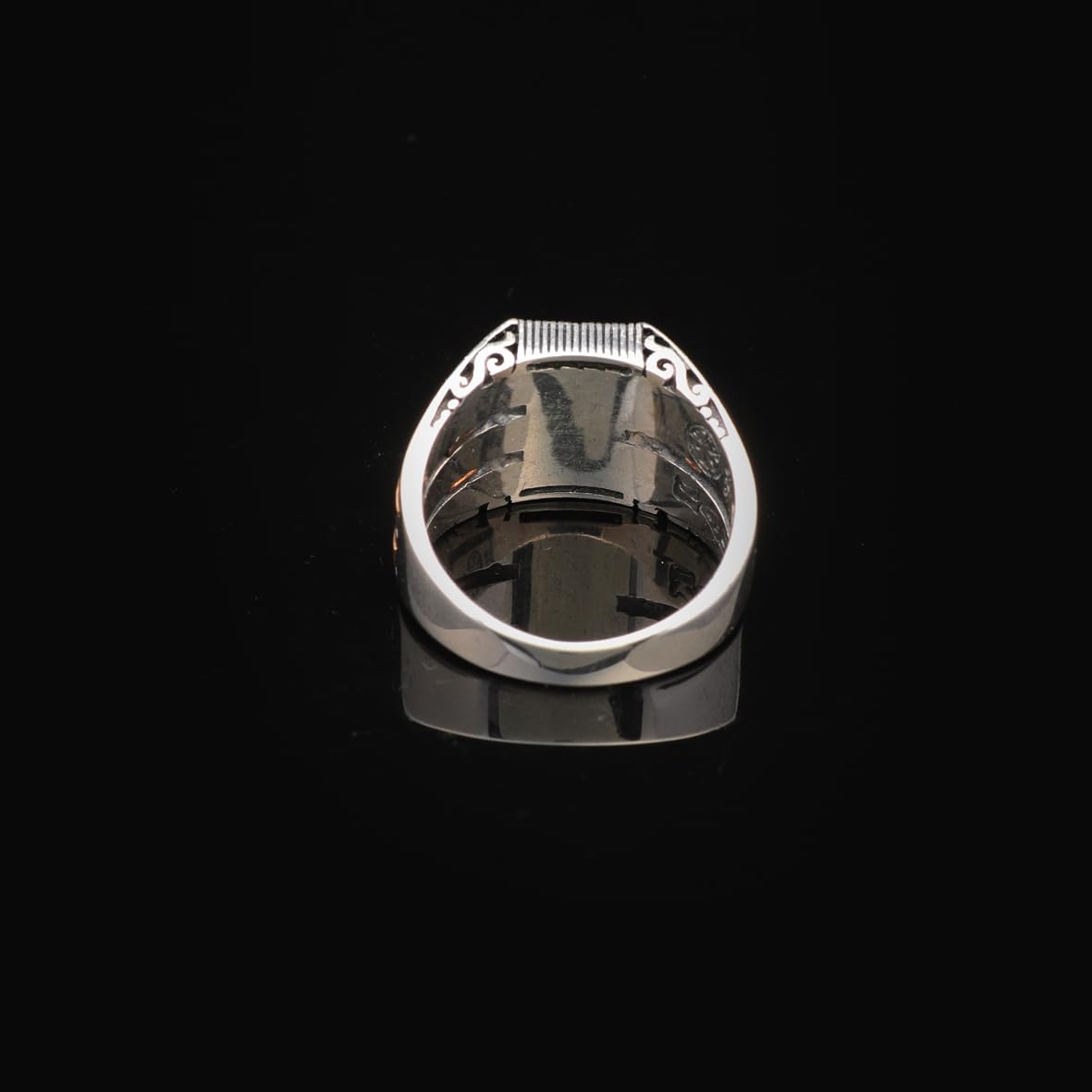 Handmade Mother of Pearl Gemstone Signet Pinky Ring - Vintage 925 Sterling Silver Men's Engagement Ring - Polished Finish with Custom Engraving & Silver Polishing Cloth Gift
