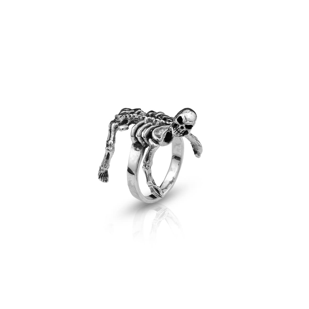 Skeleton Ring Sterling Silver Men Biker Ring