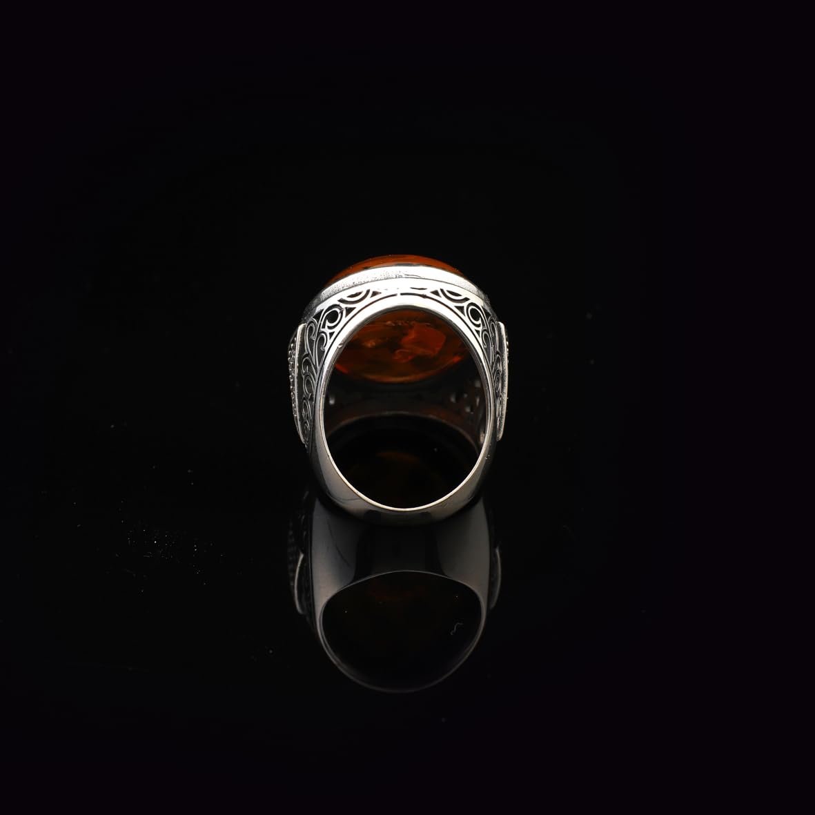 Squeeze Amber Ring – Large Chunky Sterling Silver Ring with Micro Sapphire Stone
