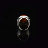 Squeeze Amber Ring – Large Chunky Sterling Silver Ring with Micro Sapphire Stone — image 5