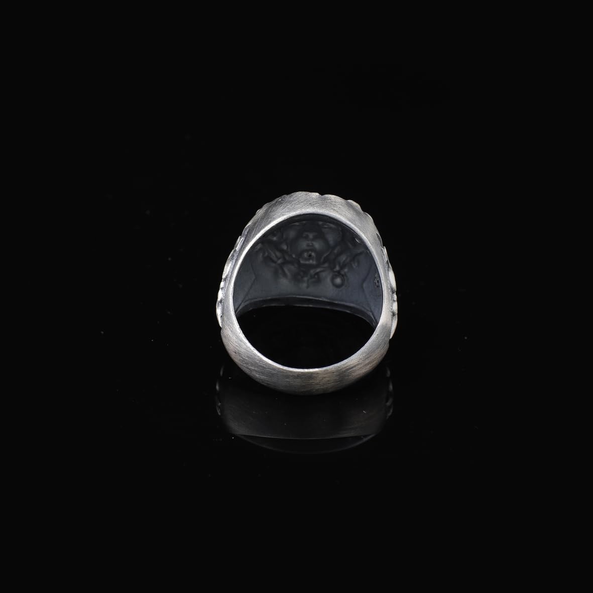 Handmade 925 Sterling Silver 3D Lion Signet Oxidized Ring - Men's Jewelry with Silver Polishing Cloth Gift