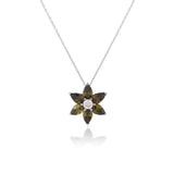 Tiger Eye Necklace Sterling Silver Flower Necklace Women Aesthetic Jewelry - Tiger Eye Necklace with Floral Pendant on Sterling Silver Chain - Birthday Gifts for Wife — image 1