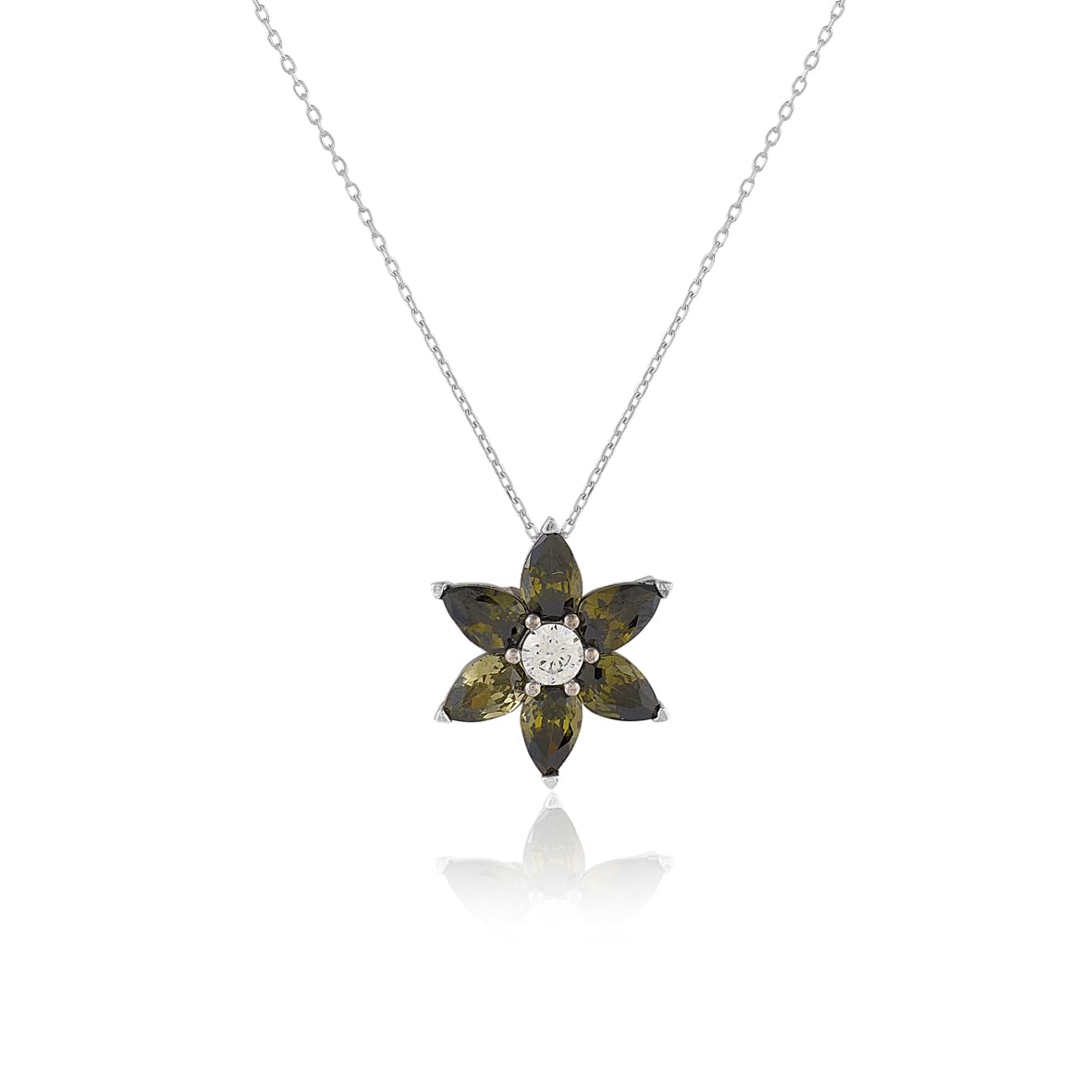 Tiger Eye Necklace Sterling Silver Flower Necklace Women Aesthetic Jewelry - Tiger Eye Necklace with Floral Pendant on Sterling Silver Chain - Birthday Gifts for Wife