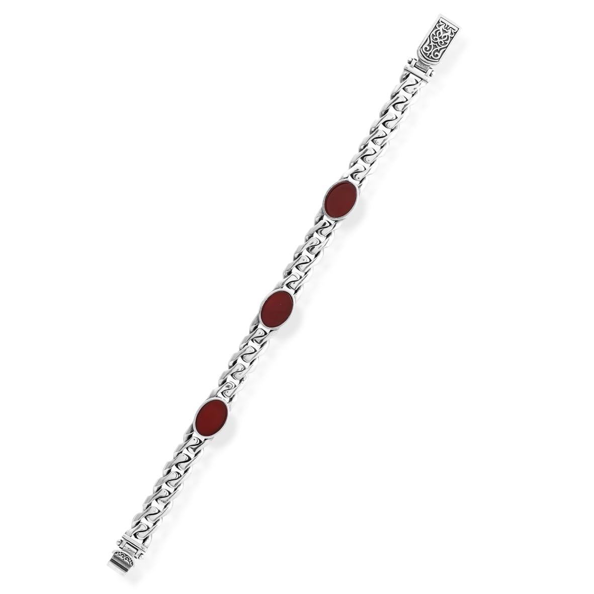 Carnelian Gemstone Vintage Bracelet – Handmade Sterling Silver Chain Bracelet for Men – Gothic