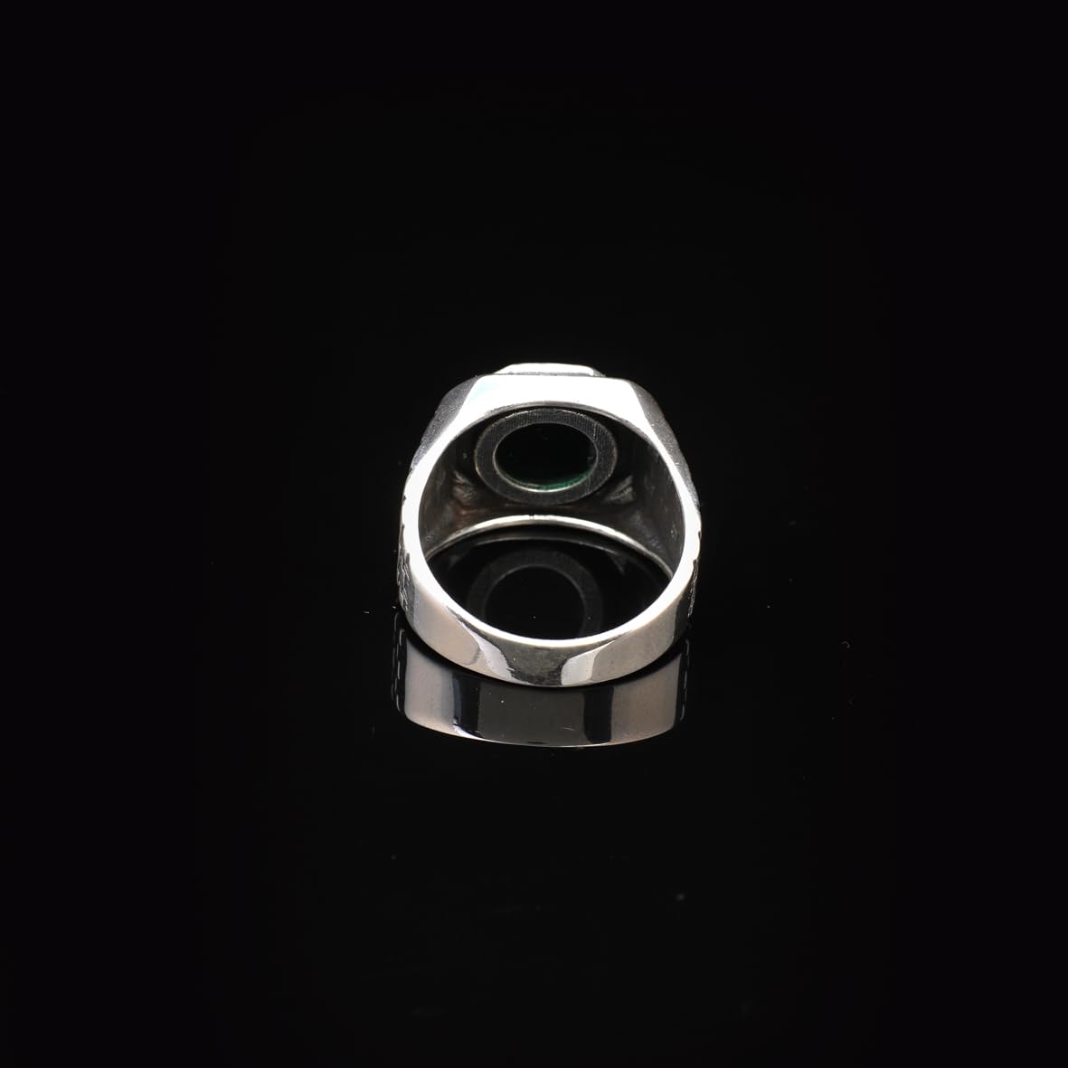 Handmade Emerald Gemstone Watch Band Engagement Ring for Men Vintage 925 Sterling Silver