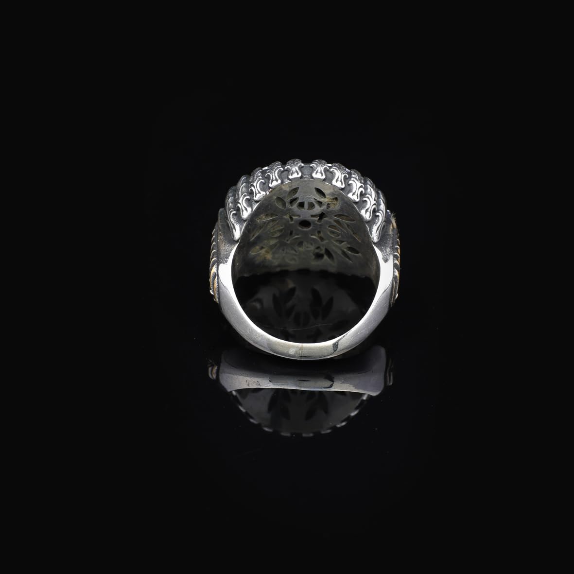 Handmade Malachite and Ruby Knife Ring with Micro Stone Jewelery- Vintage 925 Sterling Silver Rings for Men - Includes Silver Polishing Cloth Gift
