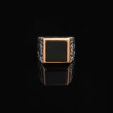 Men's Vintage Onyx Signet Ring - Handmade Pinky Ring in Sterling Silver — image 3