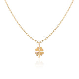 Four-Leaf Clover Necklace with Zircon Stone - Sterling Silver Necklace for Women - Four-Leaf Clover Necklace with Gold & Zircon Accents - Birthday Gifts for Women — image 1