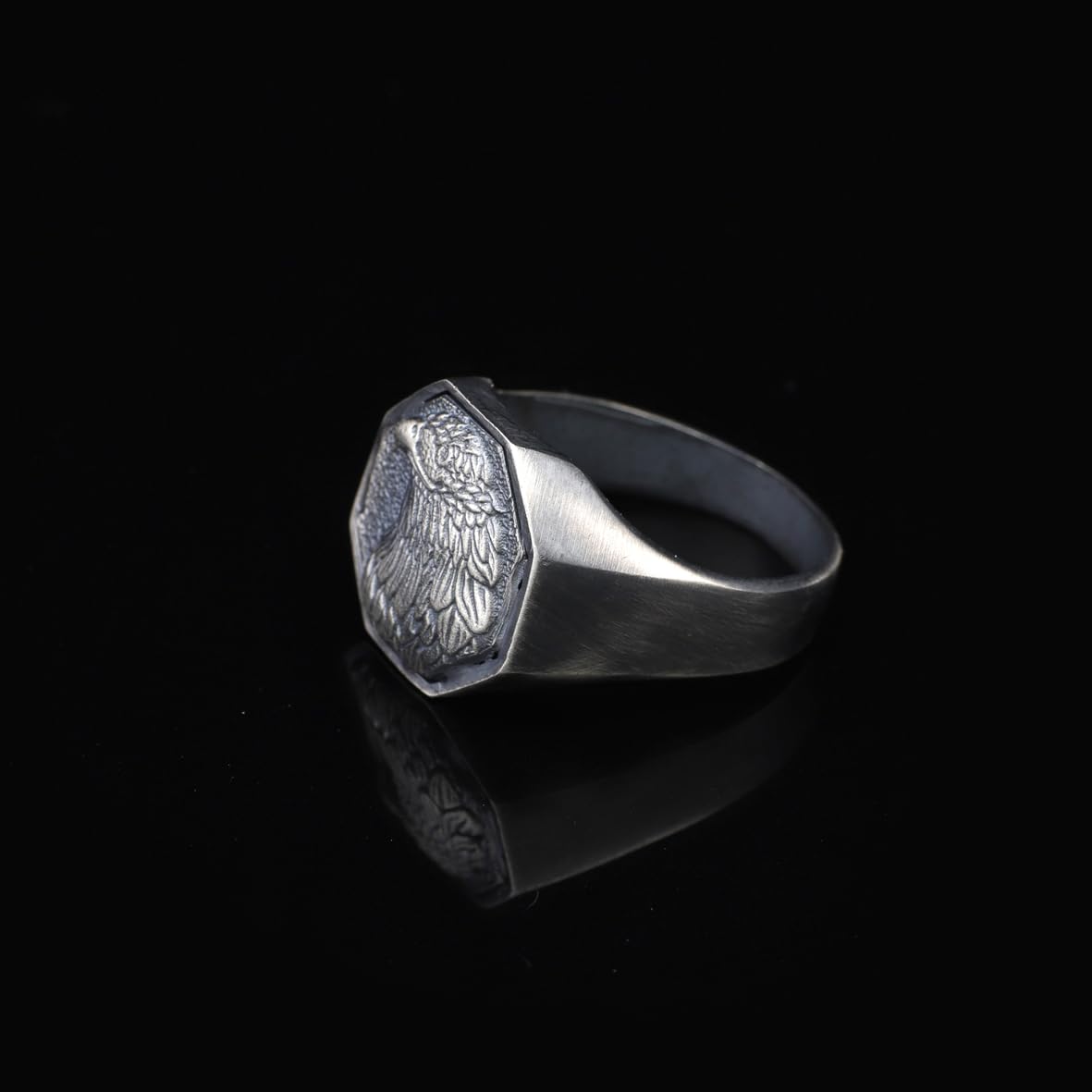 Handmade Eagle Signet Ring - 925 Sterling Silver Men's Ring