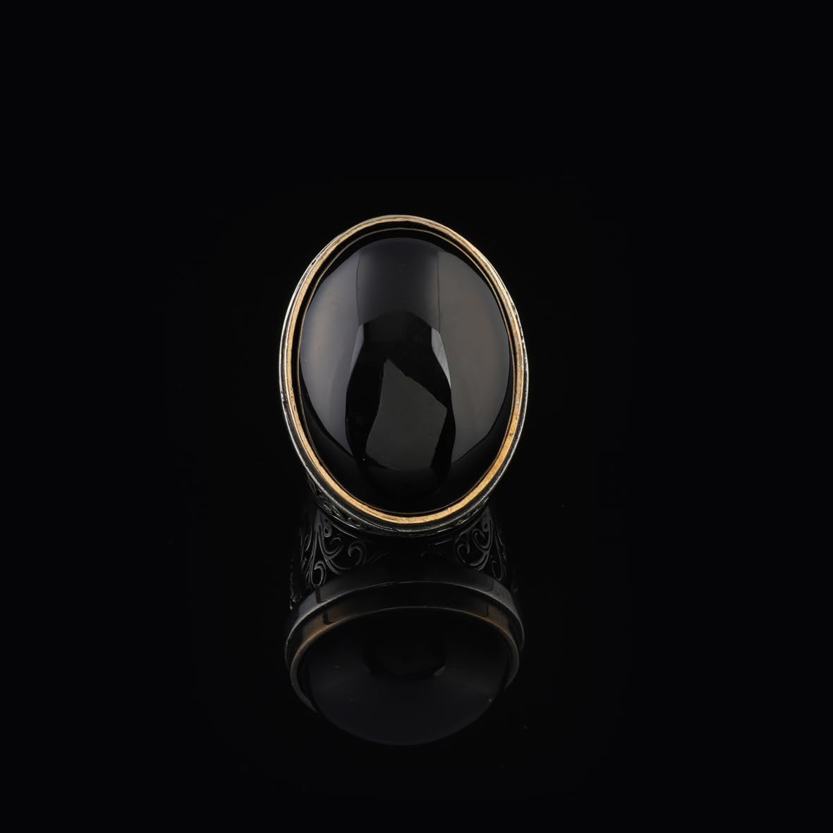 Men's Black Onyx and Micro Sapphire Chunky Sterling Silver Ring