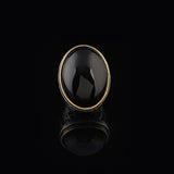 Men's Black Onyx and Micro Sapphire Chunky Sterling Silver Ring — image 3