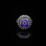 Lapis Lazuli and Black Onyx Knife Ring - Vintage Handmade 925 Sterling Silver Men's Ring with Micro Stone Accents and Silver Polishing Cloth Gift — image 2