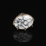 Handmade White Turquoise Large Ring with Oval Stone - Vintage Ottoman Men's 925 Sterling Silver Gemstone Ring - Silver Polishing Cloth Gift — image 3