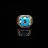 Genuine Turquoise Mens Ring with Black Onyx - Vintage Handmade 925 Sterling Silver Gemstone Ring for Men - Micro Stone Detailing - Includes Silver Polishing Cloth Gift — image 2