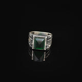 Handmade Jade Gemstone Square Stone Pinky Ring for Men Vintage 925 Sterling Silver — image 3