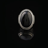 Mens Black Onyx Ring – Chunky Sterling Silver Ring with Micro Sapphire — image 2