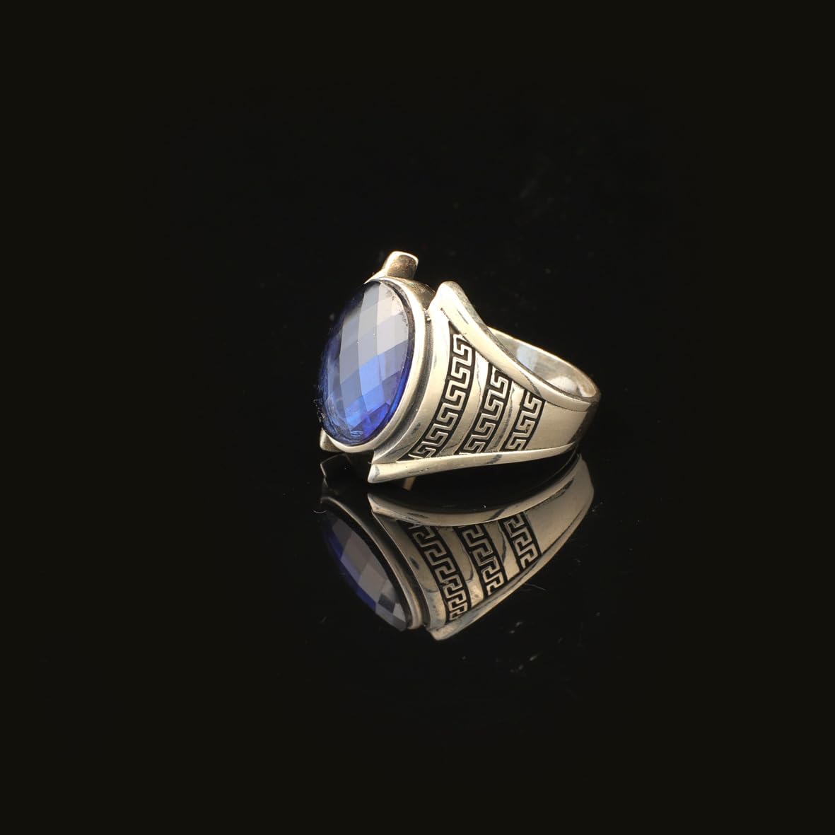 Sapphire Ring Gemstone Ring Ottoman Statement Ring Vintage Ring Pinky Ring Sterling Silver Ring Gift for Him Handmade