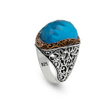 Vintage Handmade 925 Sterling Silver Men's Aquamarine Ring - 925 Sterling Silver Rings for Men - Handcrafted Ring for Men — image 1