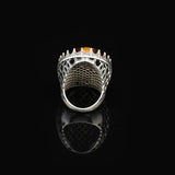 Tiger Eye Ring for Men: Large Gemstone Ottoman Style Handmade 925 Sterling Silver Ring with Silver Polishing Cloth Gift — image 6