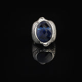 Handmade Vintage Sapphire Eagle Ring in Sterling Silver – Custom Engraved Men's Animal Jewelry Engagement Ring - Gift Silver Polishing Cloth — image 3