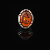 Amber Ring for Men – Large Chunky Sterling Silver Ring with Micro Sapphire Stone — image 2
