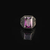 Vintage Amethyst Eagle Signet Ring – Handmade Sterling Silver Ring for Men with Gemstone – Custom Engraved Engagement Ring – Mens Silver Rings with Gift Silver Polishing Cloth — image 3