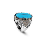 Men's Turquoise Ring with Micro Sapphire - Chunky Sterling Silver Gemstone Ring — image 1