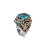 Handmade Aquamarine Ring Ottoman Vintage Sterling Silver Ring — image 1