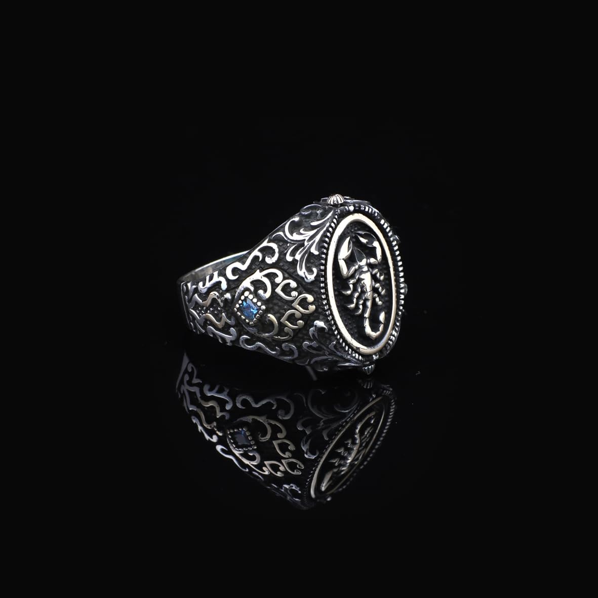 925 Sterling Silver Rotating Turquoise Ring - Men's Rotating Turquoise Scorpion Ring - Handcrafted 925 Sterling Silver Jewelry - Birthday Gifts