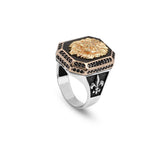 Mens Lion Signet Ring with Onyx Gemstone – Handmade Vintage Sterling Silver Ring – Animal-Inspired Engagement Ring for Men – Custom Engraved Jewelry — image 1
