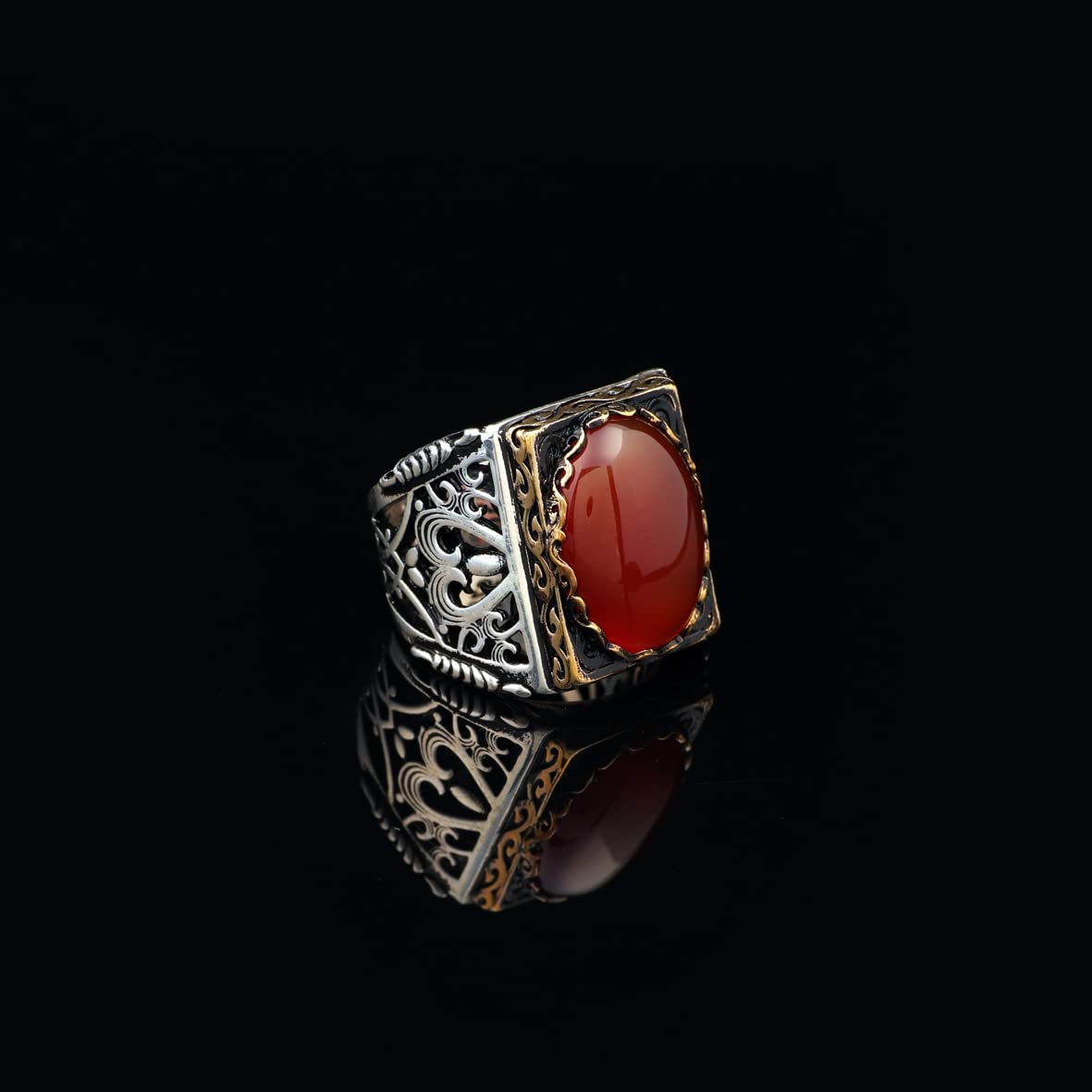 Men Handmade Carnelian Stone Ring