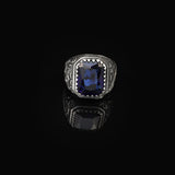 Handmade Blue Sapphire Gemstone Engagement Ring for Men Vintage 925 Sterling Silver — image 3
