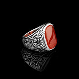 Vintage Carnelian Ring for Men – Sterling Silver Handmade Signet with Natural Gemstone – Custom Engraving Gift & Engagement Ring + Polishing Cloth — image 4