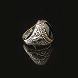 Onyx Ring Signet Ring Ottoman Vintage 925 Sterling Silver Ring Promise Ring for Him Engagement Ring Gemstone Ring Gift for Husband Unique Design — image 4