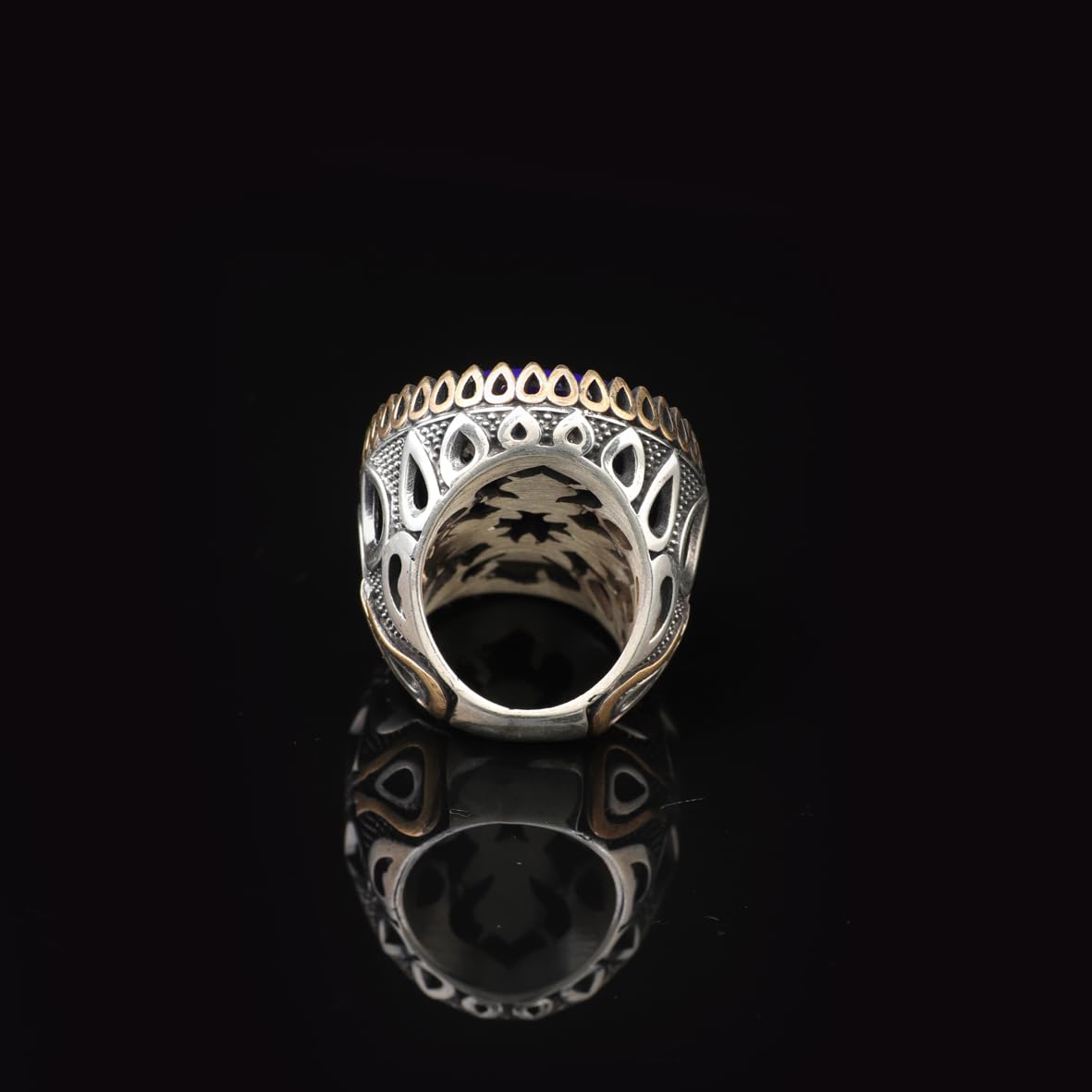 Lapis Lazuli Oval Gemstone Ring - Large Handmade Ottoman Style 925 Sterling Silver Men's Ring with Silver Polishing Cloth Gift