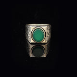 Jade Ring Signet Ring Gemstone Ring Ottoman Statement Ring Vintage Ring Sterling Silver Ring Pinky Ring Gift for Him Handmade — image 2