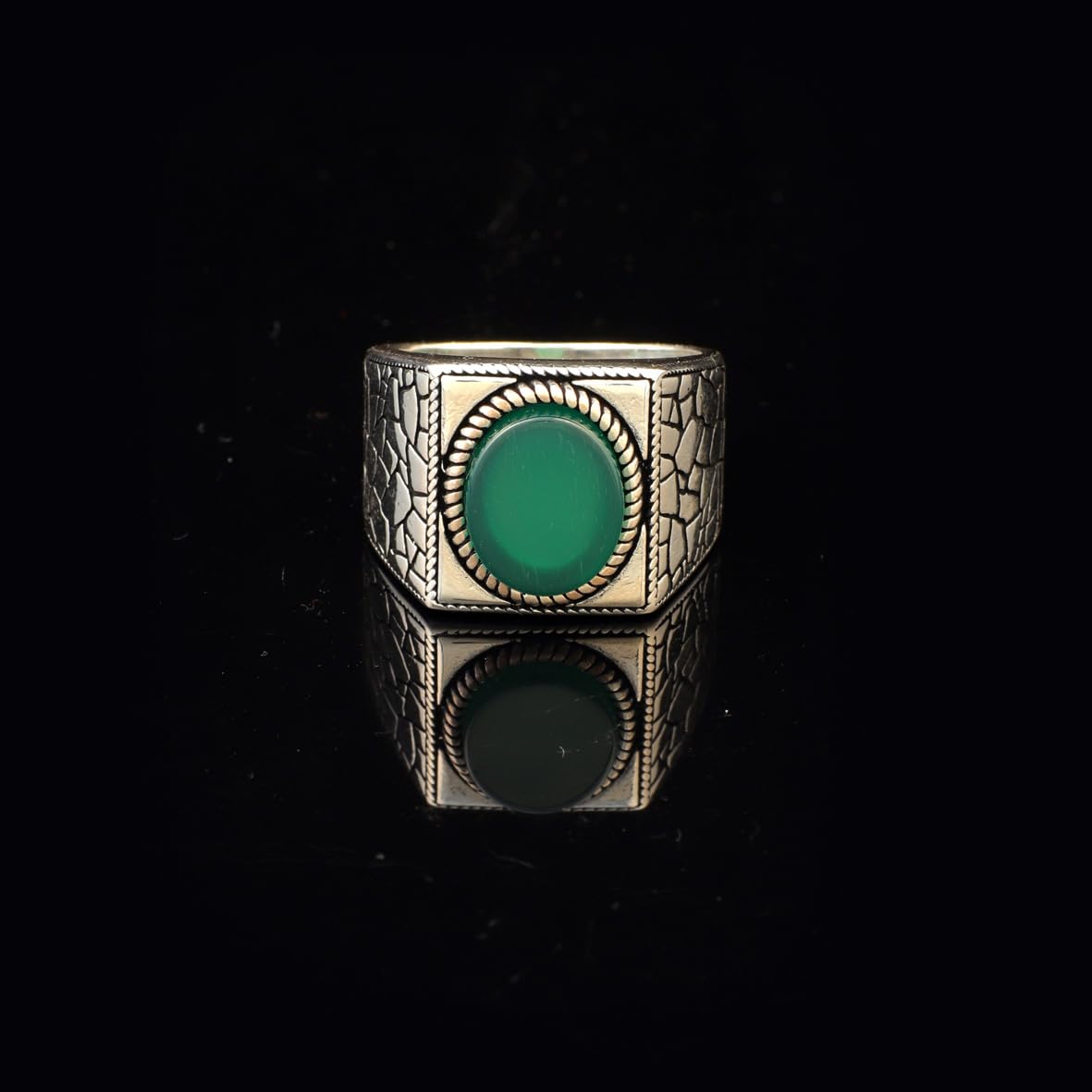 Jade Ring Signet Ring Gemstone Ring Ottoman Statement Ring Vintage Ring Sterling Silver Ring Pinky Ring Gift for Him Handmade